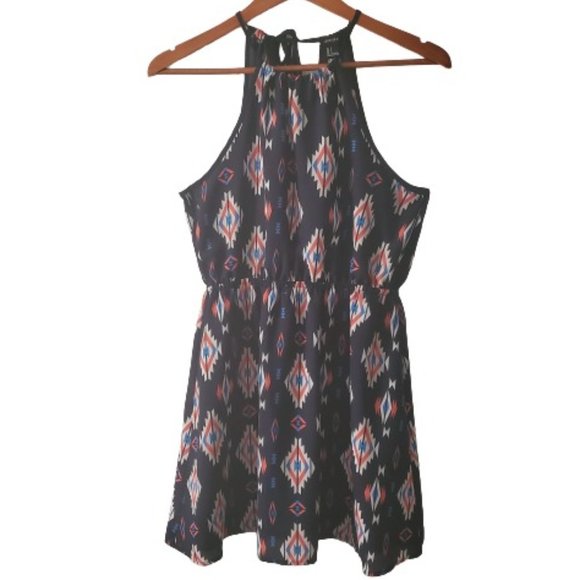 Forever 21 Women's Halter High Neck Backless Geometric Print Mini Dress Small - Picture 5 of 15